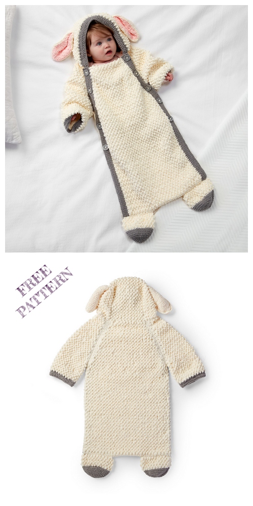 Sheep Baby Snuggle Sack Free Crochet Patterns