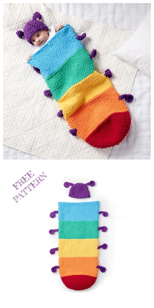 Caterpillar Baby Snuggle Sack Free Crochet Patterns