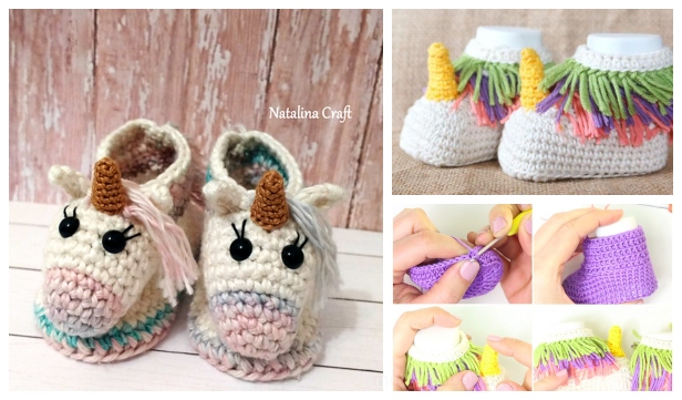 crochet unicorn booties pattern