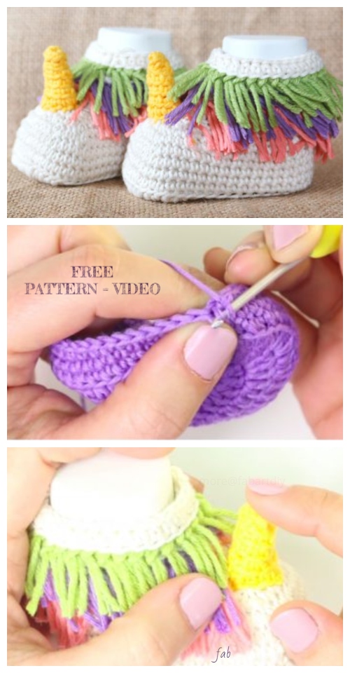 Crochet Unicorn Baby Booties Free Crochet Patterns +Video