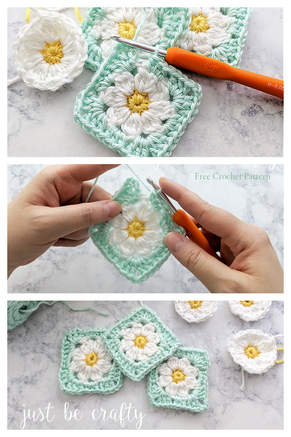 Daisy Granny Square Free Crochet Patterns + Video
