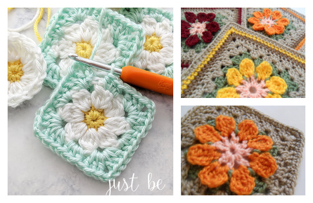 crochet Daisy Granny Square Free Crochet Patterns + Video