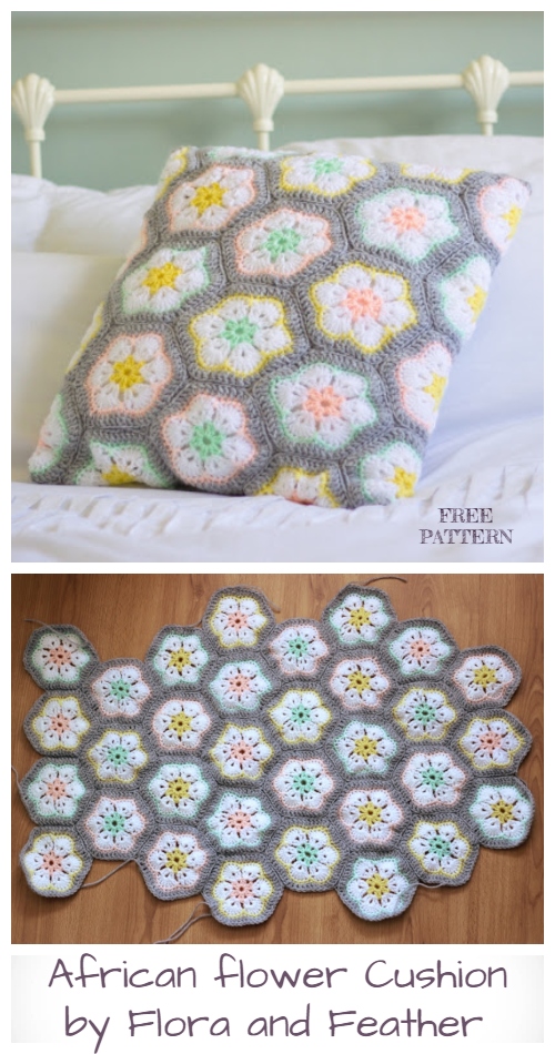 African Flower Cushion Free Crochet Patterns