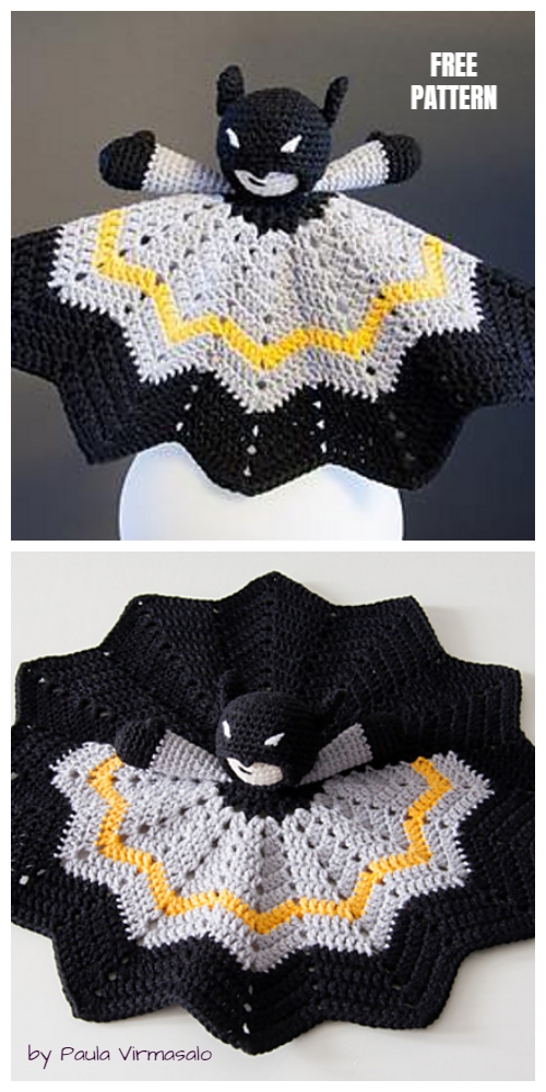 Crochet Batman Baby Lovey Blanket Free Crochet Patterns