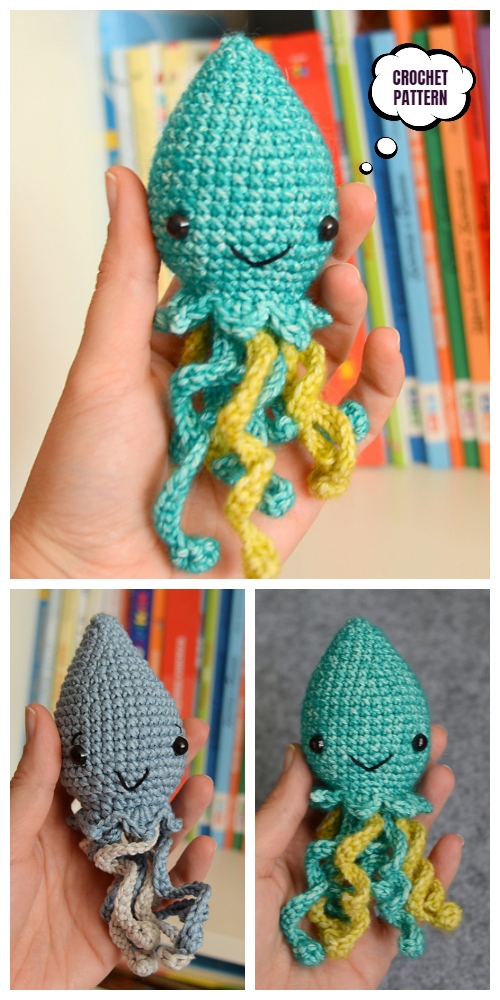 Crochet Hubble the Squid Amigurumi Free Pattern and Paid