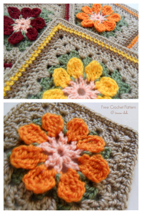 Easy Daisy Granny Square Free Crochet Patterns