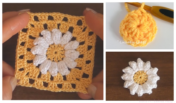 Crochet Daisy Granny Square Free Crochet Patterns + Video