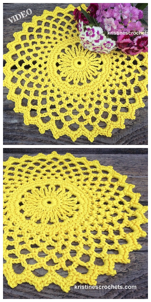 Easy Yellow Lace Doily Free Crochet Pattern Video