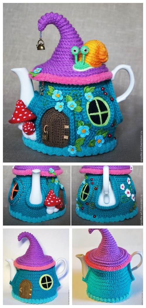 Crochet Fairy House Teapot Cozy Free Crochet Patterns