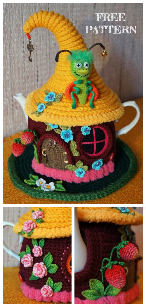 Crochet Fairy House Teapot Cozy Free Crochet Patterns