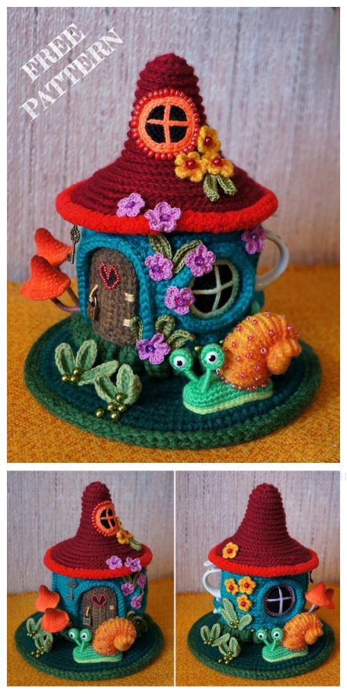 Crochet Fairy House Teapot Cozy Free Crochet Patterns