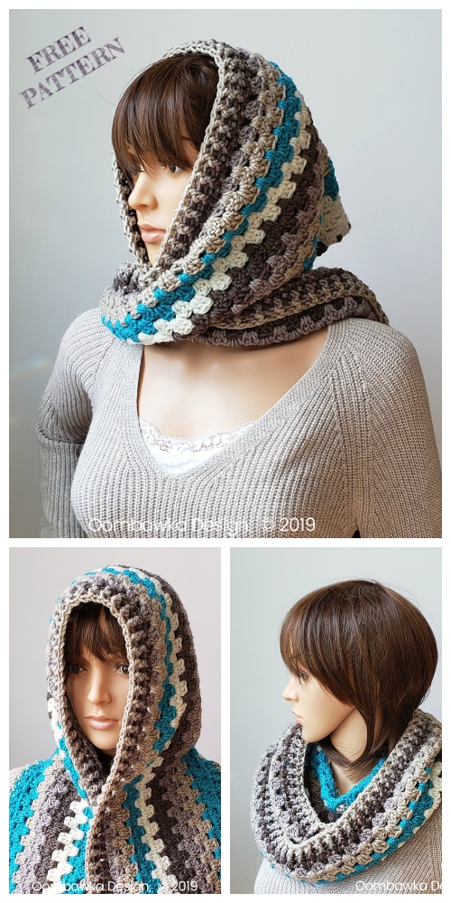 Winter's Coming Granny Stitch Hooded Cowl Free Crochet Pattern