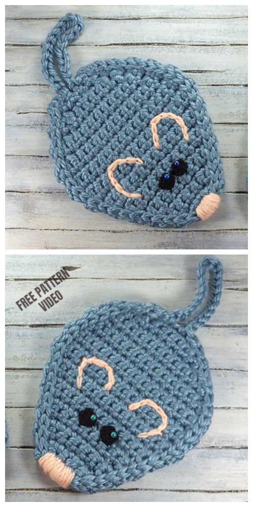 Crochet Mouse Potholder Free Crochet Pattern + Video