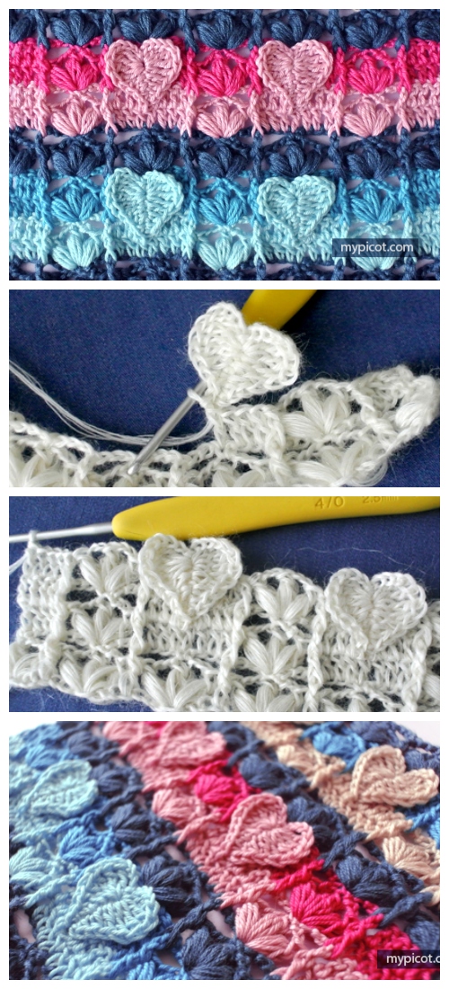 Crochet Textured Heart Stitch Free Crochet Pattern