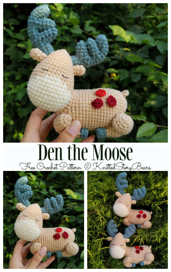 Crochet Den the Moose Amigurumi Free Pattern