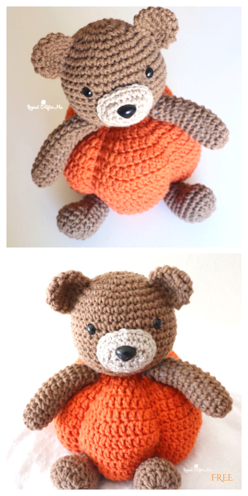 Crochet Pumpkin Bear Amigurumi Free Pattern