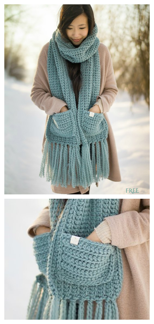 Boho Crochet Scarf With Pockets Patterns Free Amelia's Crochet