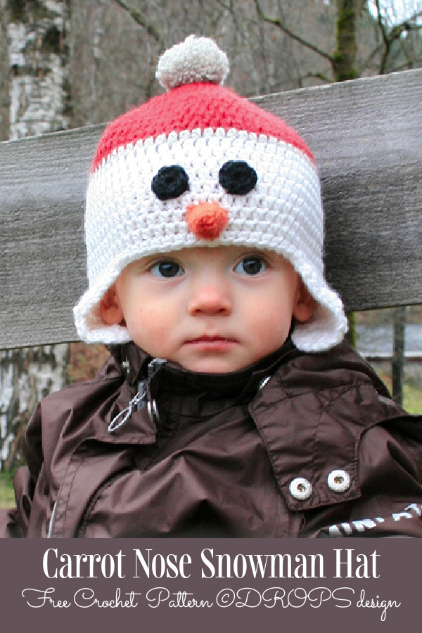 Sombrero de muñeco de nieve con nariz de zanahoria de invierno Patrones de ganchillo gratis + Video