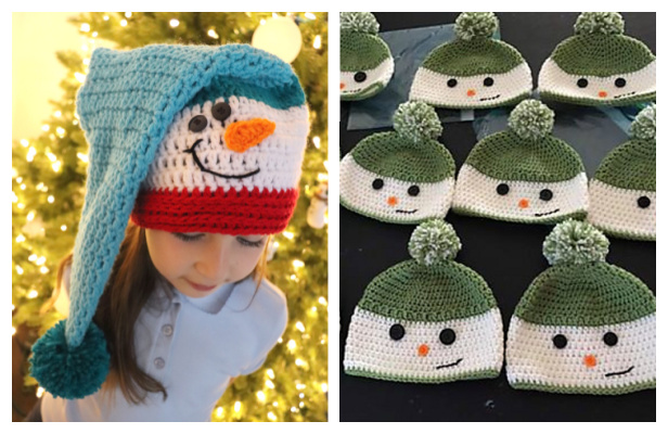Winter Carrot Nose Snowman Hat Free Crochet Patterns + Video