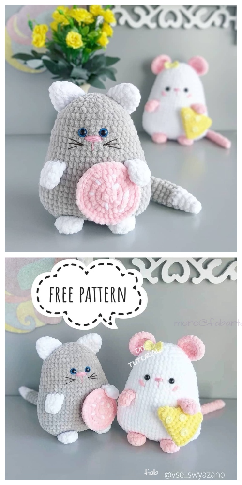 Crochet Squishy Cat and Mouse Amigurumi Free Patterns