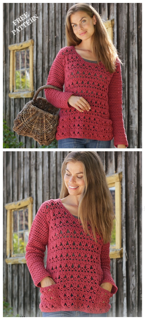 Easy Fall Pullover Sweater Free Crochet Patterns