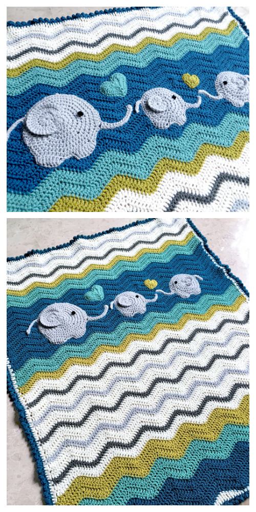 Elephant Ripple Blanket Free Crochet Pattern