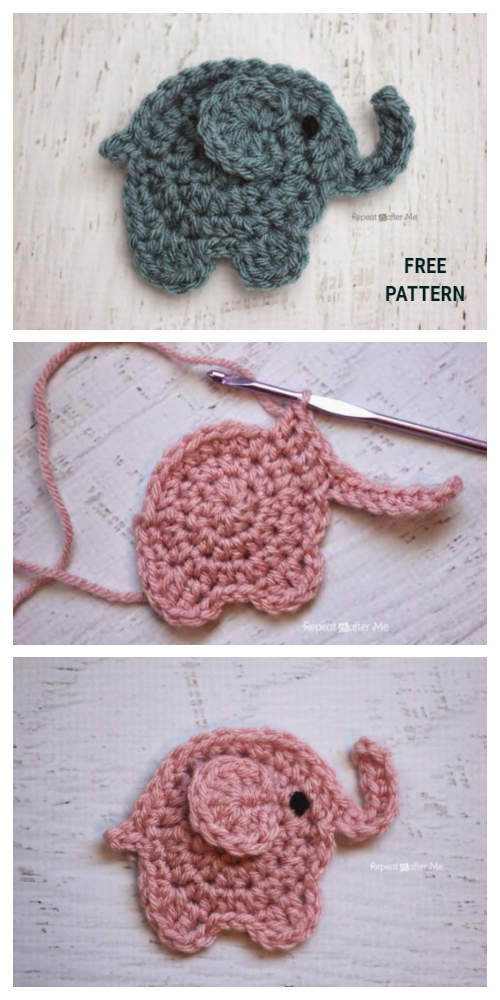 Elephant Applique Free Crochet Pattern