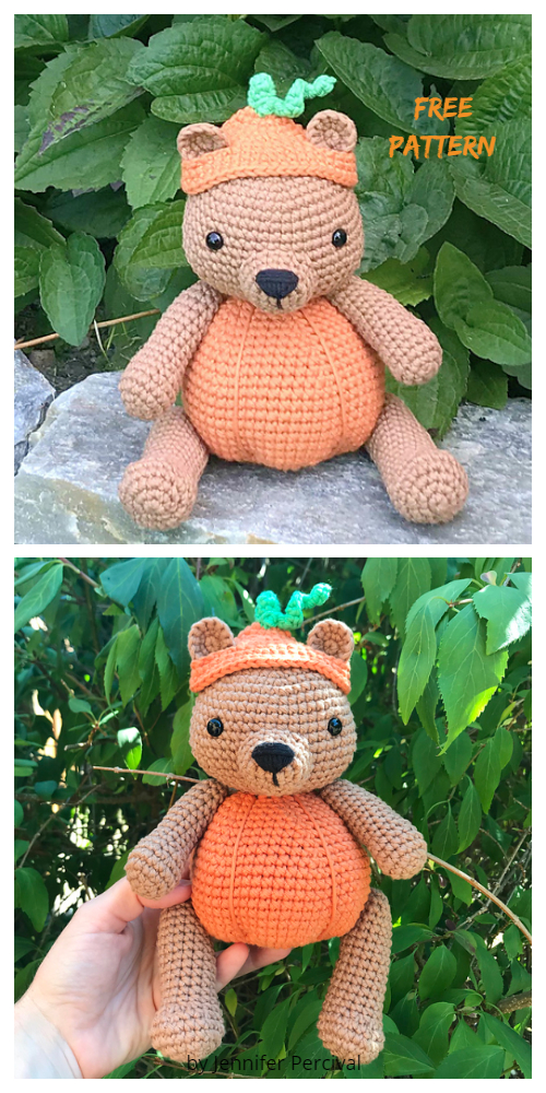 Halloween Crochet Pumpkin Bear Amigurumi Free Patterns