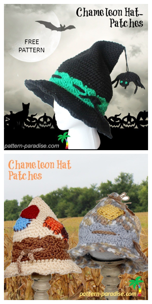 Halloween Patched Witch Hat Free Crochet Patterns