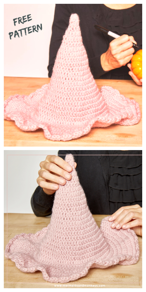 Halloween Pretty Witch Hat Free Crochet Patterns