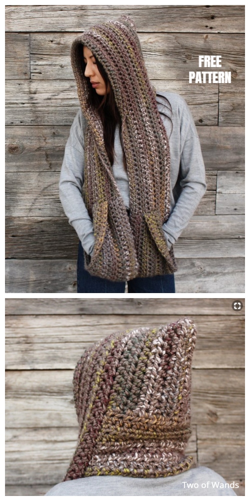 Kodiak Hooded Pocket Scarf FREE Crochet Pattern DIY Magazine