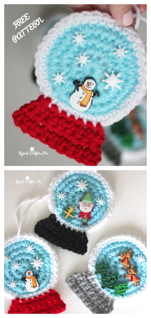 Snowglobe Ornaments Free Crochet Pattern + Video