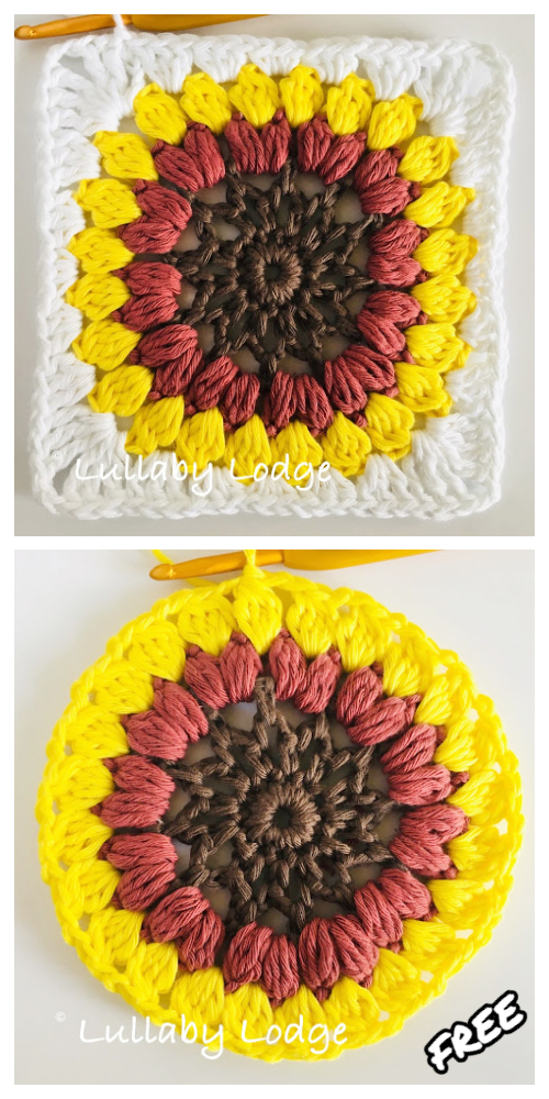 Sunflower Granny Square Blanket Free Crochet Patterns
