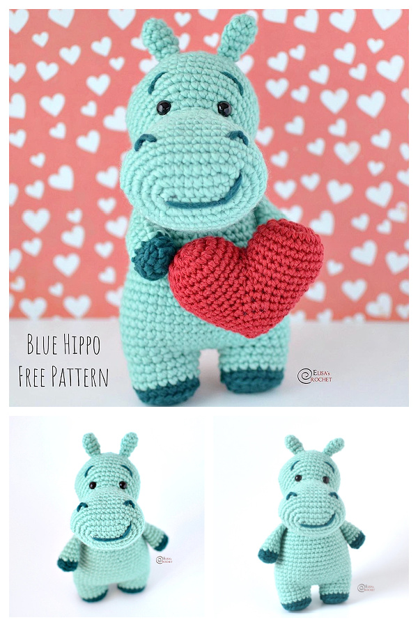Crochet Blue Hippo Amigurumi  Free Patterns