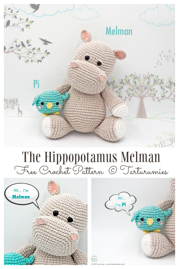 Crochet Hippo Melman Amigurumi  Free Patterns