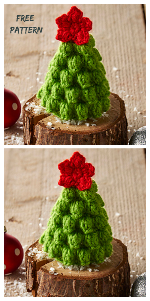 Mini Bobble Christmas Tree Free Crochet Patterns + Video