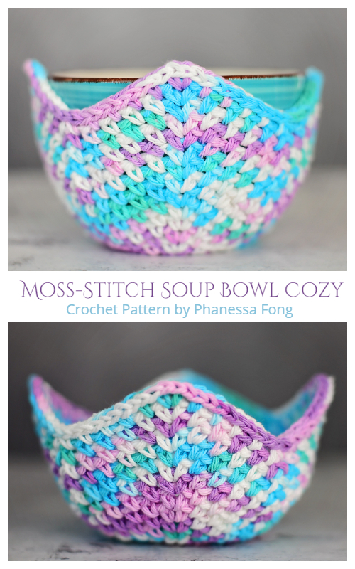 Moss-Stitch Soup Bowl Cozy Crochet Patterns