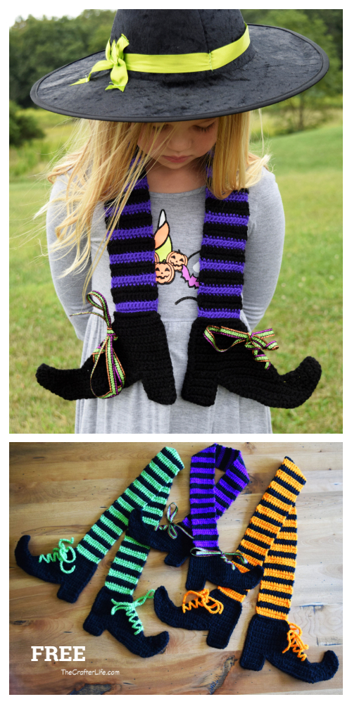Halloween Witch Legs Scarf Free Crochet Patterns