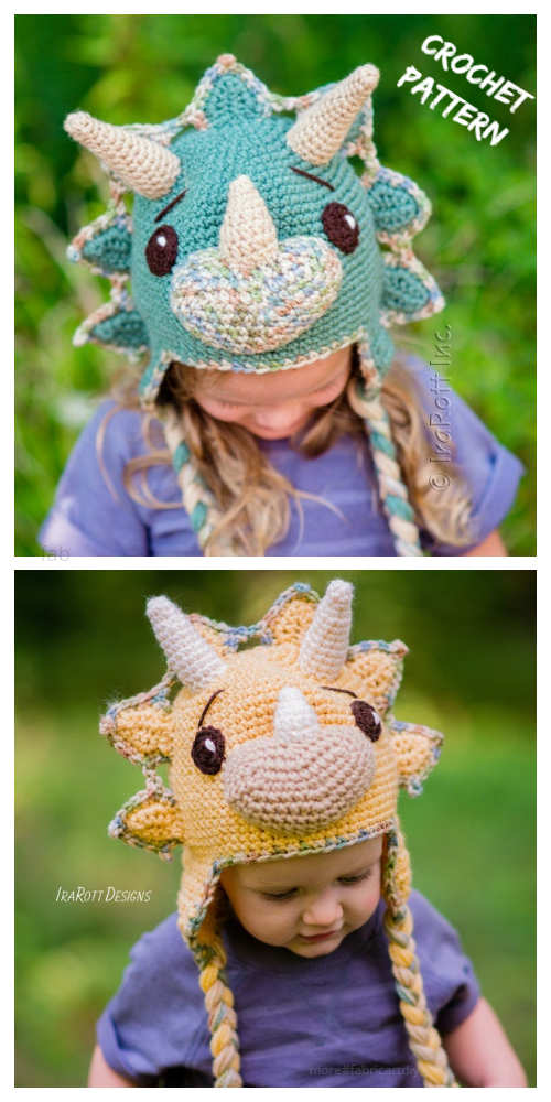 Kids Tops The Triceratops Dinosaur Hat Crochet Pattern
