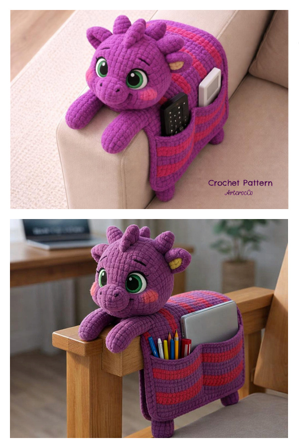 Dragon Couch Arm Organizer Crochet Pattern