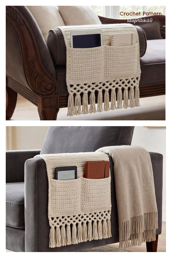 Beginner Friendly Couch Arm Organizer Sofa Storage Caddy with Pockets Crochet Pattern