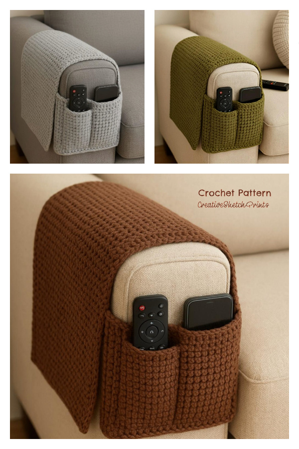 Sofa Arm Organizer Pattern Remote Holder Crochet Pattern
