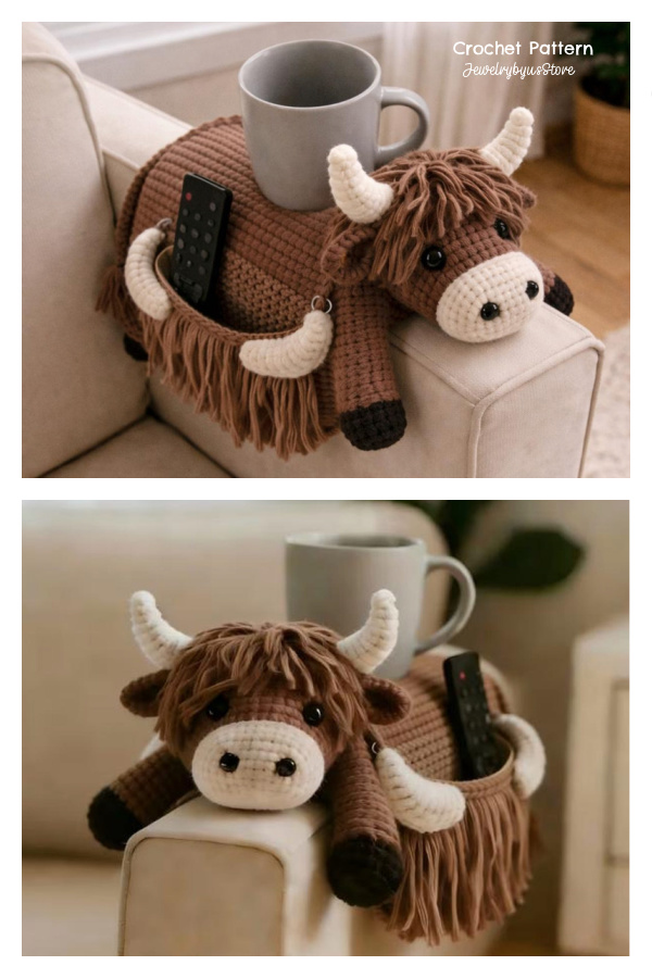Highland Cow Couch Organizer&nbsp;Crochet Pattern
