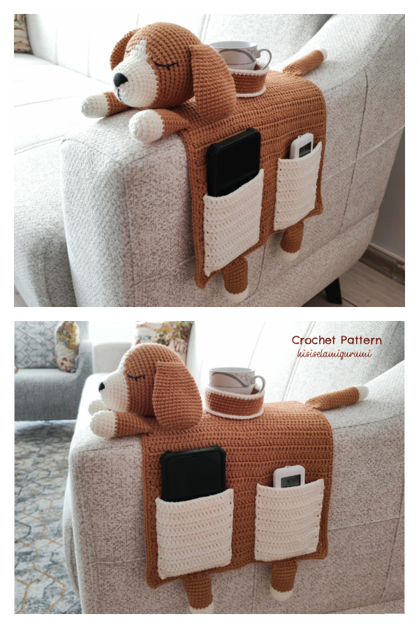 Dog Armrest Organizer Pattern with Cup Holder Crochet Pattern