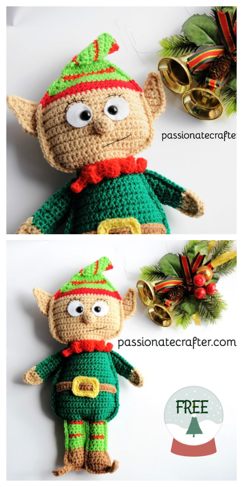 Amigurumi Christmas Santa' s elf Jingle Doll Free Crochet Patterns