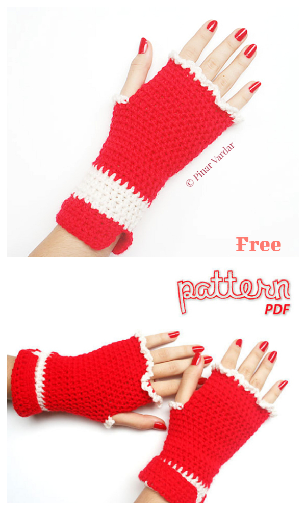 Christmas Fingerless Mittens Free Crochet Patterns