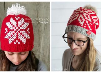 Knit Look Winter Snowflake Hat Free Crochet Patterns Knit Look Winter Snowflake Hat Free Crochet Patterns