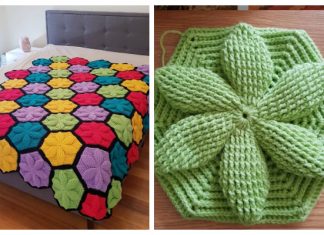 3D Flower Hexagon Blanket Free Crochet Pattern + Video 3D Flower Hexagon Blanket Free Crochet Pattern + Video