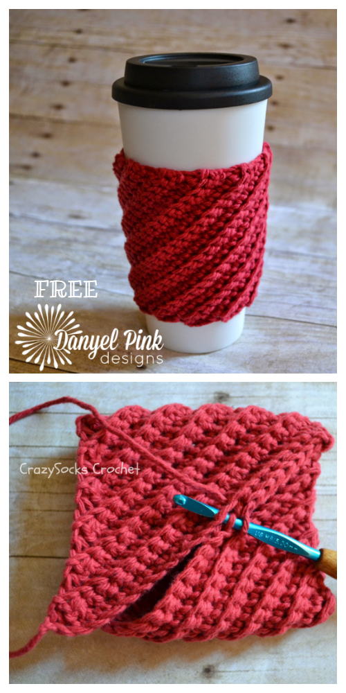 Christmas Crooked Coffee Mug Cozy Free Crochet Patterns