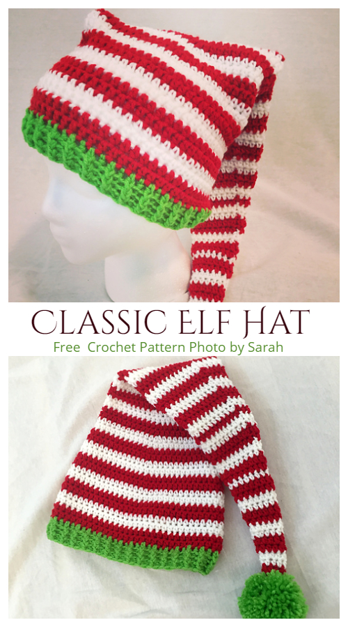 Classic Christmas Elf Hat Free Crochet Patterns 